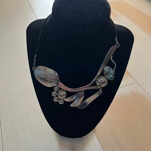 Elegant Silver Necklace with Iridescent Accents